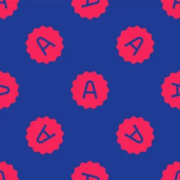 Red Exam sheet with A plus grade icon isolated seamless pattern on blue Stock Illustration