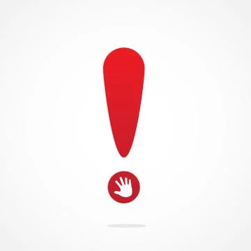 Red Exclamation with hand mark on circle Stock Illustration