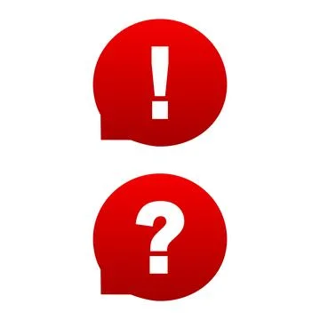 Red exclamation mark and question mark. attention or warning sign icon. vec.. Stock Illustration