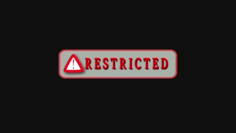 Red Exclamation Mark and Restricted Text on a Light Gray Rectangular Button.. Stock Footage 321861619
