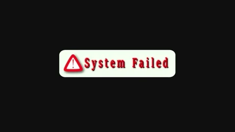 Red Exclamation Mark and System Failed Text on a Light Green Rectangular Bu.. Stock Footage 321861614