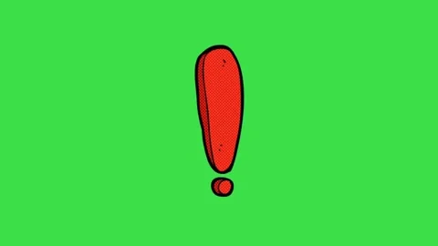 Red exclamation mark animation on green screen background for alert video editin Stock Footage 329905413