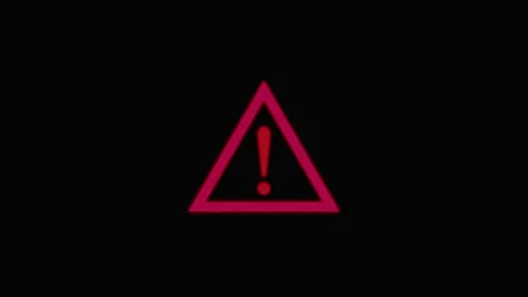 Red Exclamation Mark Inside a Triangle Warning Symbol on Black Background a.. Stock Footage 331874802