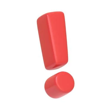 Red exclamation mark isolated on white background. 3D icon, sign and symbol Stock Illustration