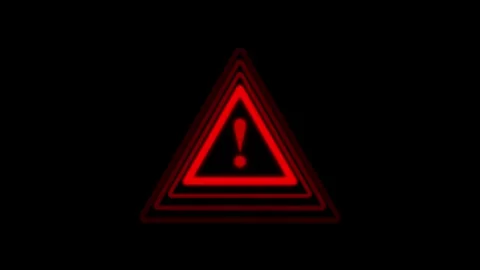 Red exclamation mark neon caution alert animation pulse motion graphic for .. Stock Footage 345547700