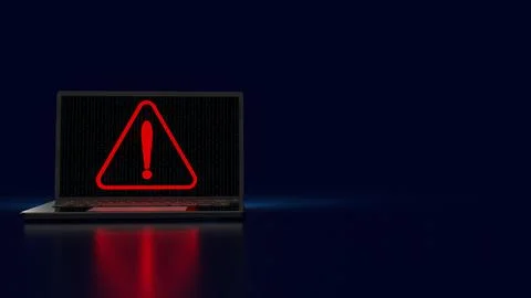 The red exclamation mark on notebook for warning technology concept 3d rend.. Stock-Illustration