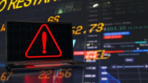 The red exclamation mark on notebook for warning technology concept 3d rend.. Stock-Illustration