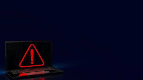 The red exclamation mark on notebook for warning technology concept 3d rend.. Stock-Illustration