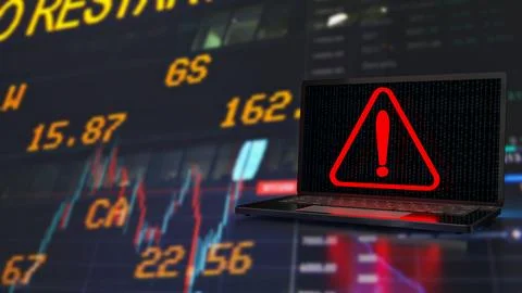 The red exclamation mark on notebook for warning technology concept 3d rend.. Stock-Illustration