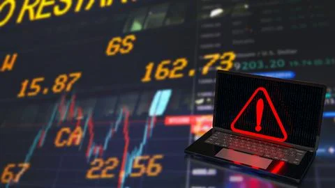 The red exclamation mark on notebook for warning technology concept 3d rend.. Stock-Illustration