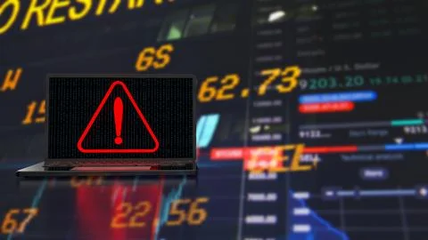 The red exclamation mark on notebook for warning technology concept 3d rend.. Stock Illustration