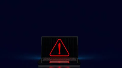 The red exclamation mark on notebook for warning technology concept 3d rend.. Stock Photos