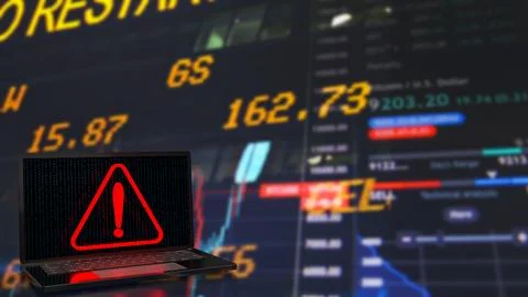 The red exclamation mark on notebook for warning technology concept 3d rend.. Stock Photos