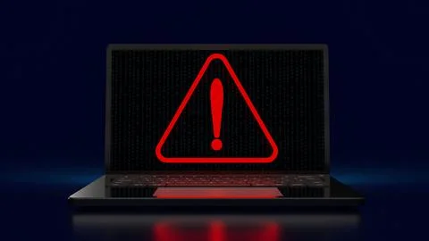 The red exclamation mark on notebook for warning technology concept 3d rend.. Stock Photos