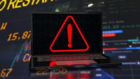 The red exclamation mark on notebook for warning technology concept 3d rend.. Stock Photos
