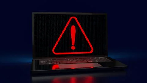 The red exclamation mark on notebook for warning technology concept 3d rend.. Stock Photos