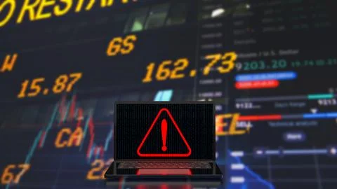 The red exclamation mark on notebook for warning technology concept 3d rend.. Stock Photos