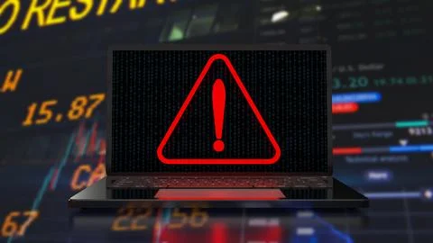 The red exclamation mark on notebook for warning technology concept 3d rend.. Stock Photos