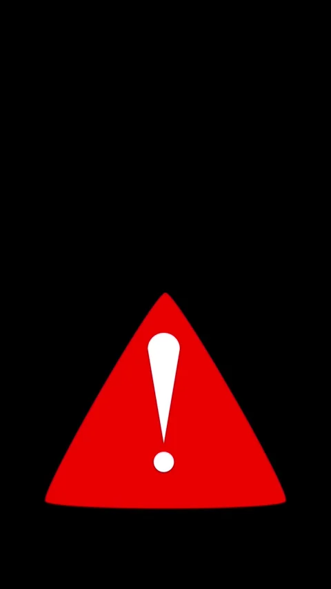 Red Exclamation Mark Warning Triangle Symbol on Black Background alert danger 動画素材 337459665