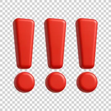 Red exclamation marks 3D icon alert warning Stock Illustration