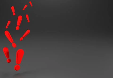Red exclamation marks space 3d illustration Stock Illustration