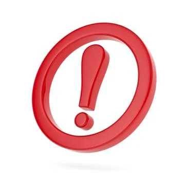 Red exclamation point on white background. Isolated 3D illustration Stock Illustration