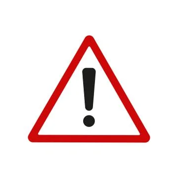 Red Exclamation Sign - Danger Triangle Road sign. Vector. Stock Illustration