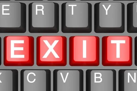 Red exit button on modern computer keyboard Stock Illustration