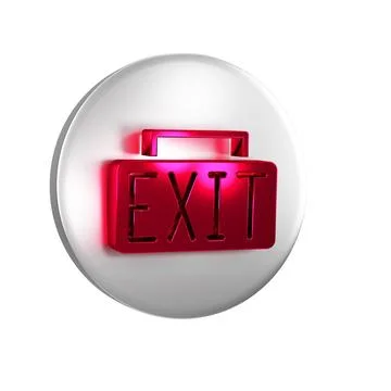 Red Exit icon isolated on transparent background. Fire emergency icon. Silv.. Ilustración de archivo
