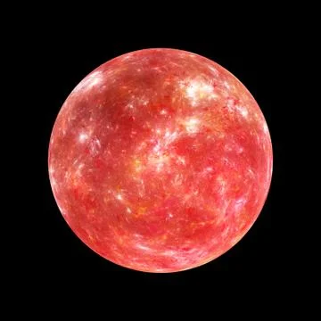 Red exoplanet insolated on black, computer generated abstract background Stock Illustration