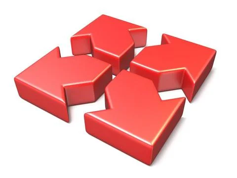 Red expanding arrows side view 3D Red expanding arrows side view 3D render... Stock Photos