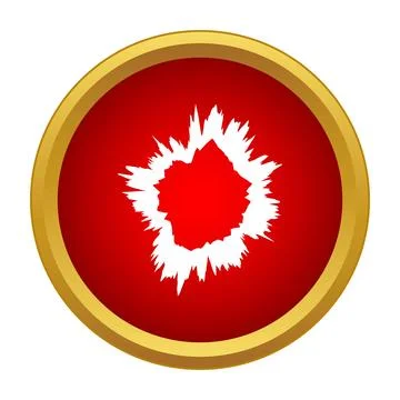 Red explosion burst effect in golden circle icon Stock Illustration