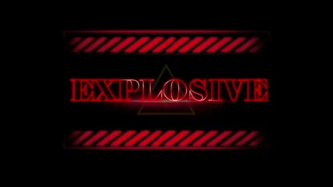 Red explosive warning sign animation with hazard triangle symbol with Stock Footage 345567919