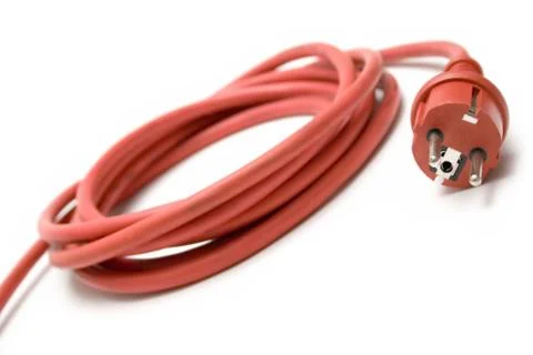 Red Extension Cable Isolated on a White Background Foto stock
