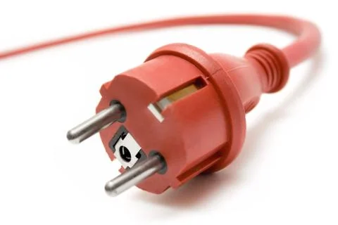 Red Extension Plug Isolated on a White Background Foto stock