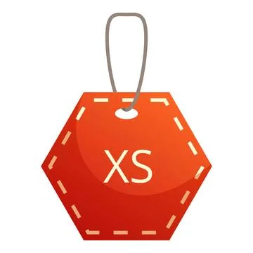 Red extra small size clothing label hanging on string Stock Illustration