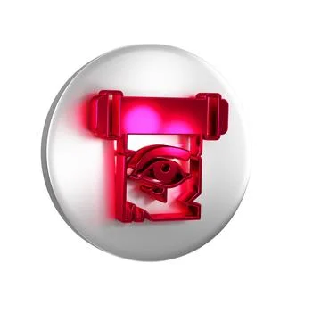 Red Eye of Horus on papyrus scroll icon isolated on transparent background... Illustrazione stock