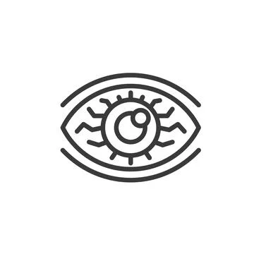 Red eye, icon in line design. Red, eye, irritation, inflammation, conjunctivitis Stock Illustration