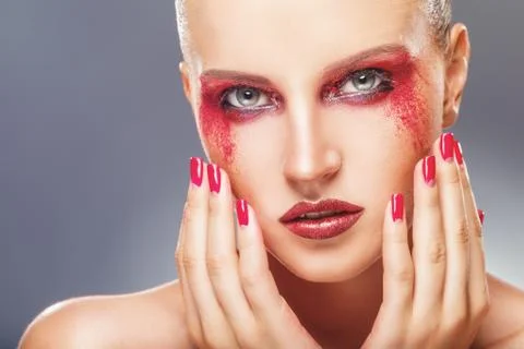 Red eye shadows Stock Photos