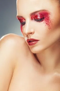 Red eye shadows Stock Photos