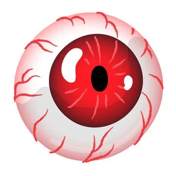 Red Eyeball. Eye with with red iris and venis. Zombie eye clipart element iso Stock Illustration