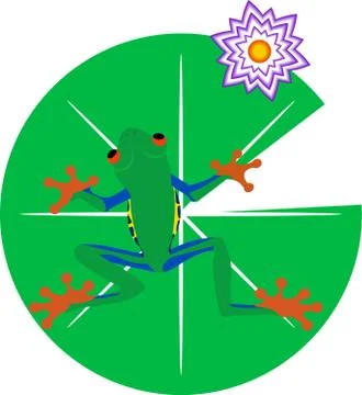 Red eyed tree  frog on leaf and flower vector Stock-Illustration