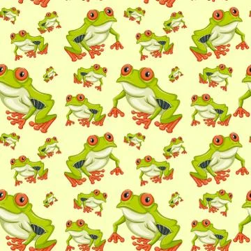 Red eyed tree frog seamless pattern Stock Illustration