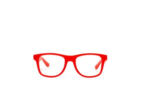 Red eyeglasses on a white background Foto stock