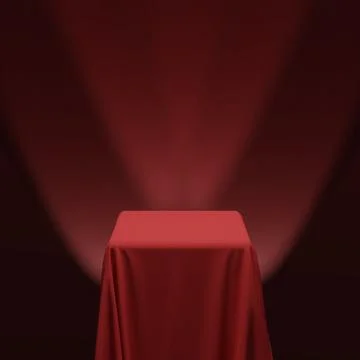 Red fabric covering a cube or a table vector illustration Illustrazione stock