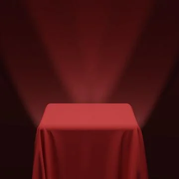 Red fabric covering a cube or a table vector illustration Illustrazione stock
