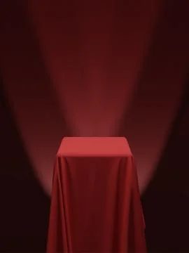 Red fabric covering a cube or a table vector illustration Illustrazione stock