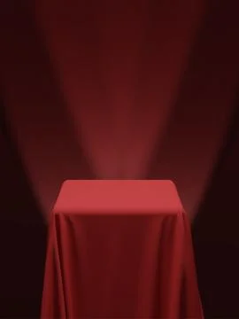 Red fabric covering a cube or a table vector illustration Stock Illustration
