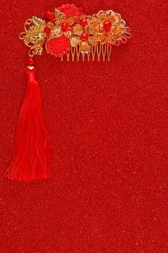 Red fabric with dragon pattern with red copy space for text Stock Photos