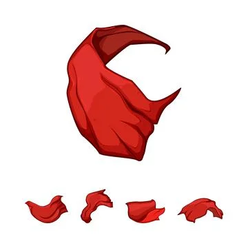 Red fabric draping flowing in motion vector set Stockillustratie